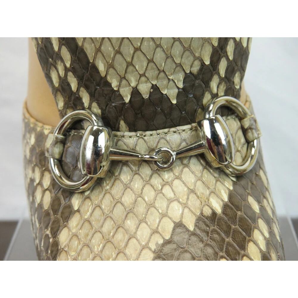 NIB GUCCI 363803 LILLIAN BEIGE PYTHON BROWN HORSEBIT ANKLE BOOTS 37.5 ITALY - Picture 6 of 9